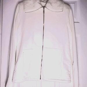 Vintage Banana Republic White Fleece Zip-up